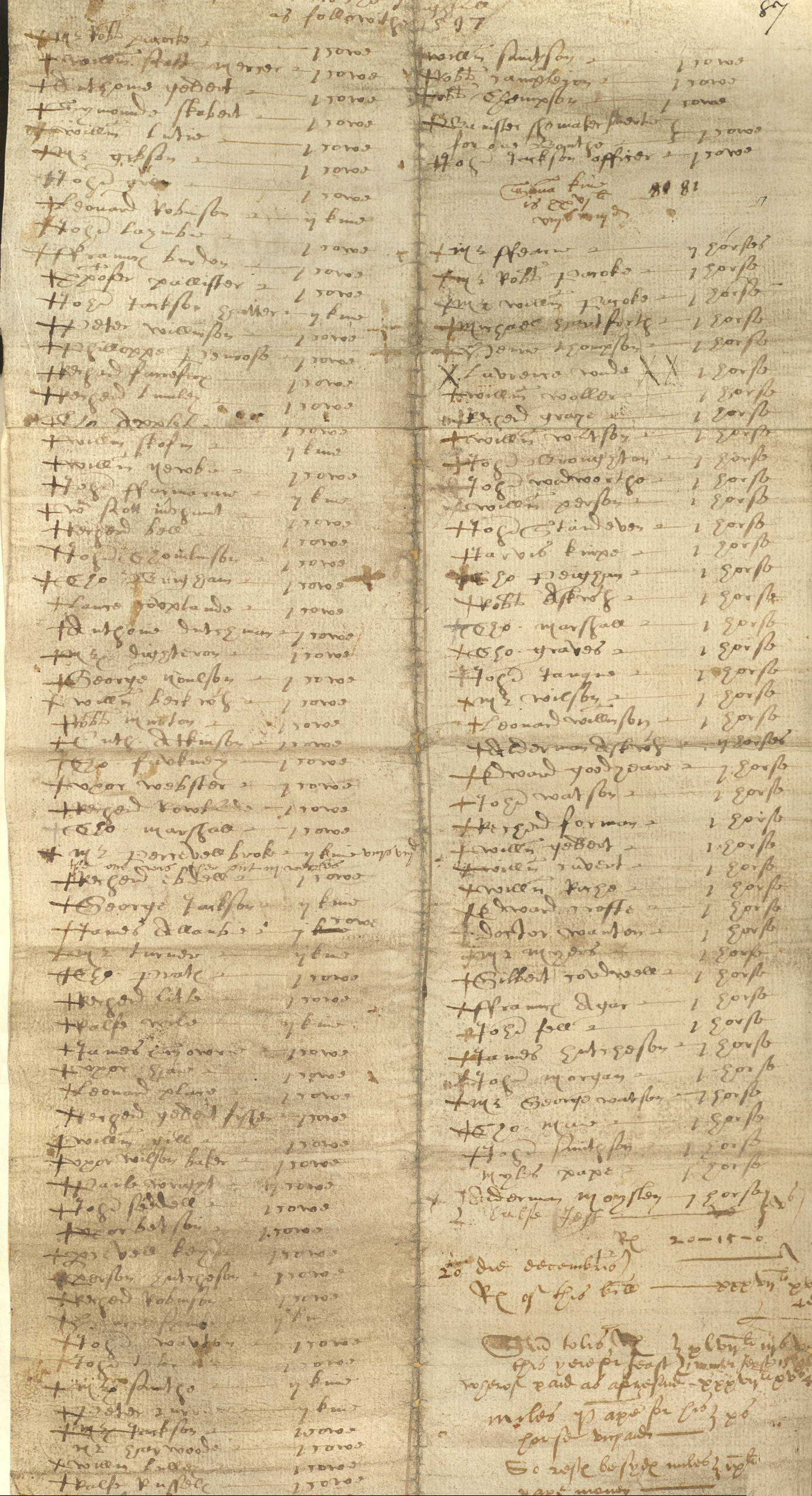 Chamberlain's account book - List of animals grazing on Tang Hall land.